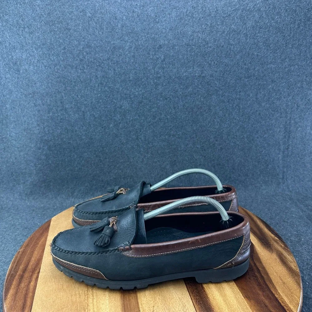 Cole Haan Mens Tassel Loafers Maine USA Leather Vibram Lug Sole Brown 10.5D